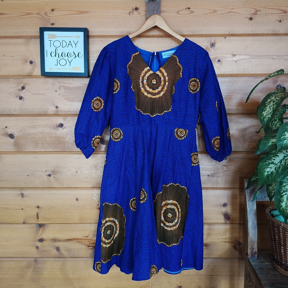 Wayowear Wow African Ankara Print Dress African Ethnic Ghana Fit Flare Pleats 10
